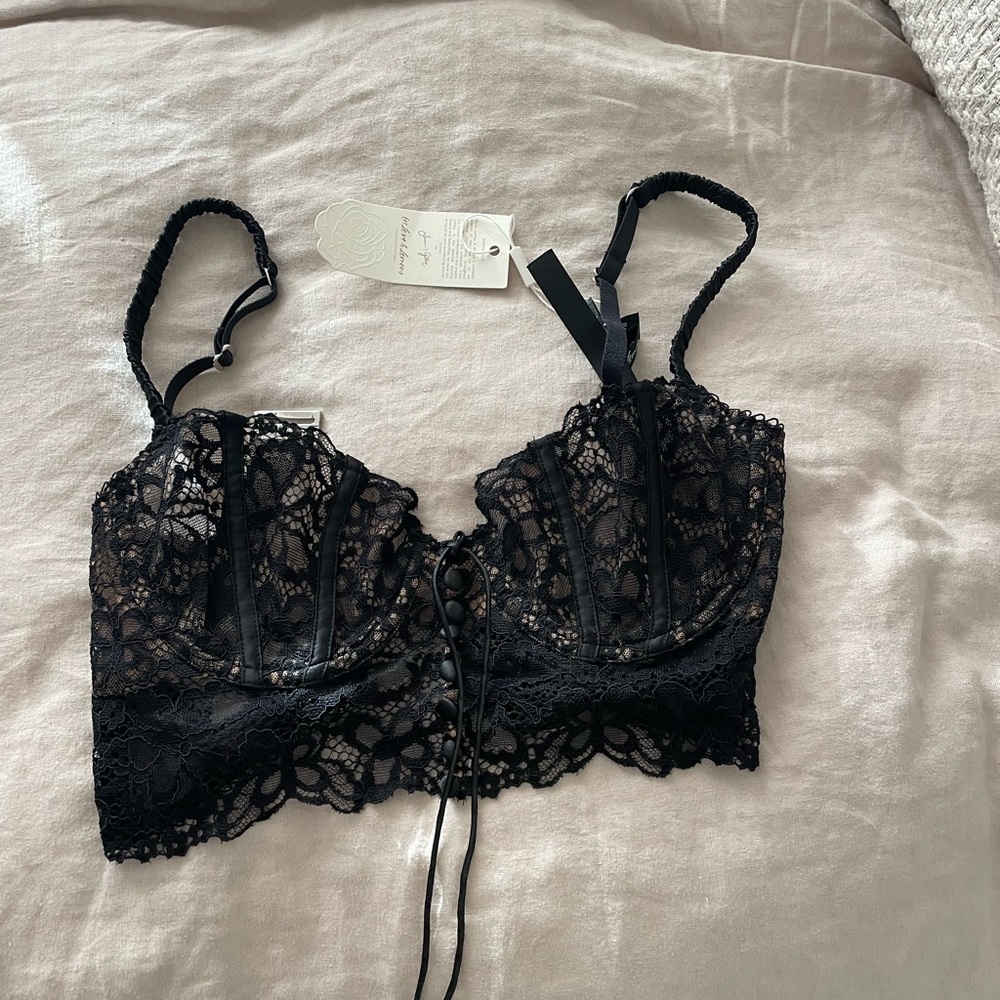 For love and lemons black lacey top small NWT